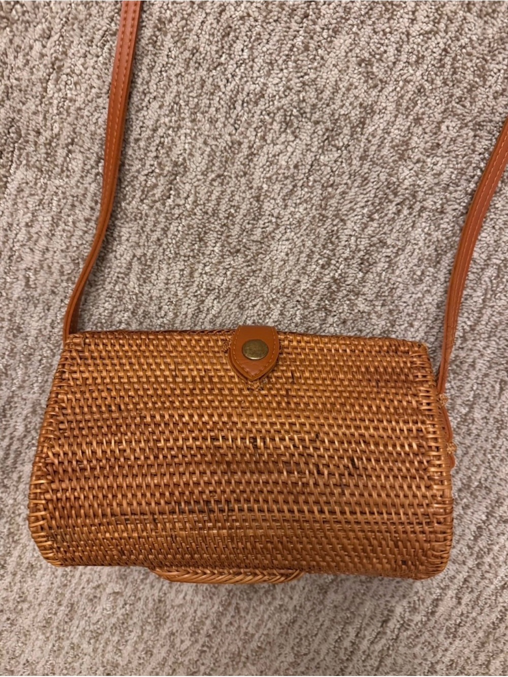 Anthropologie Woven Straw Crossbody Bag in Tan